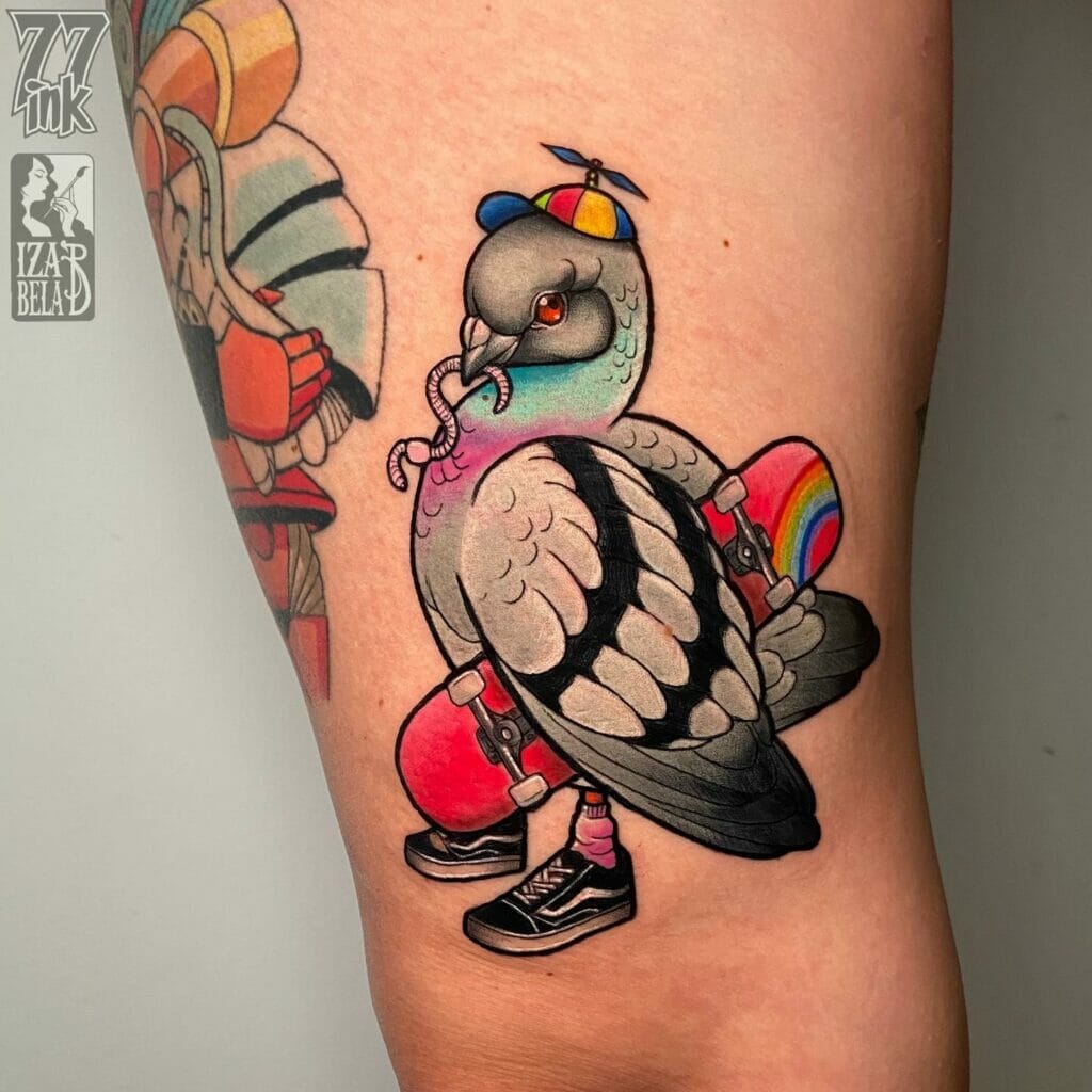 Funny Pigeon Tattoo