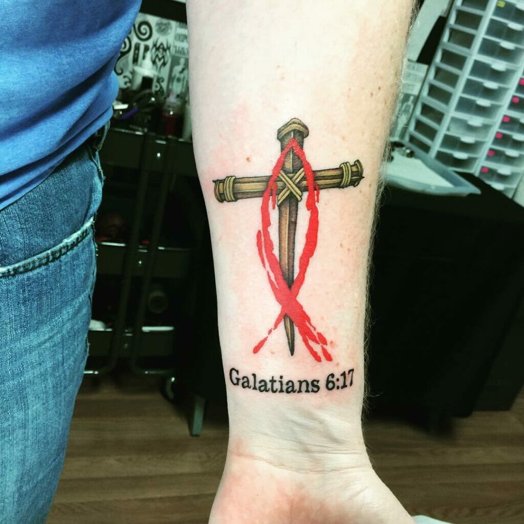 Galatians 6 17 Biblical Nail Cross Tattoo Idea