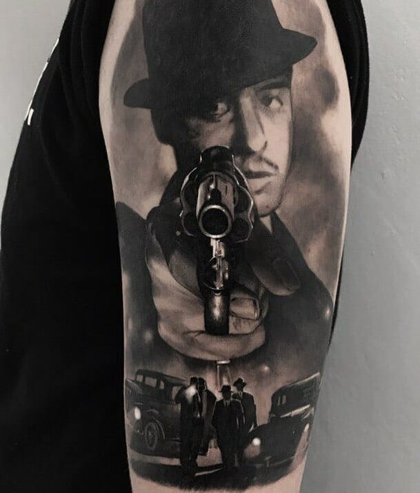 Gangster Gun Tattoo On Hand