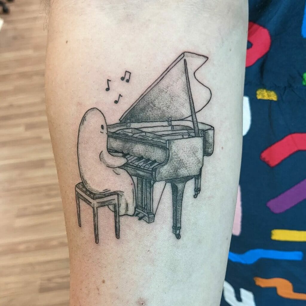 Ghost Playing The Grand Piano Tattoo