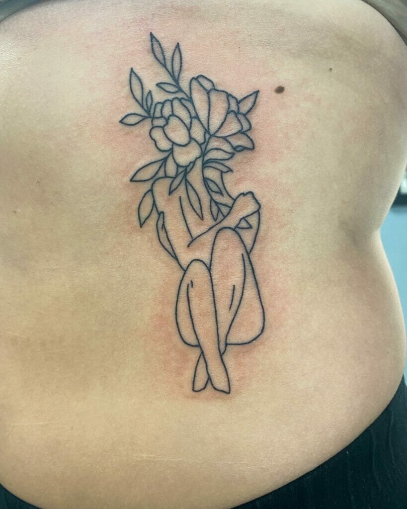 Girl Flower Ribbon Tattoo