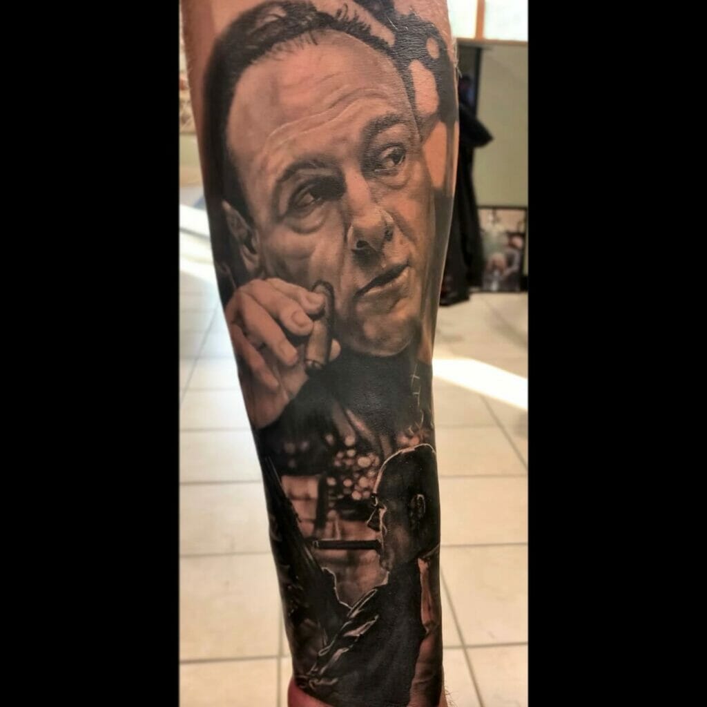 Hyper-Realistic Tony Soprano Tattoo