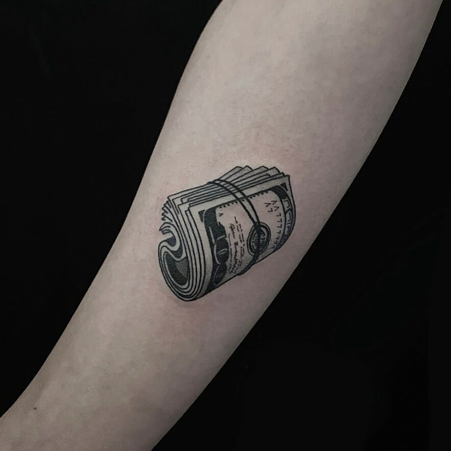 Impressive Money Rolls Tattoo