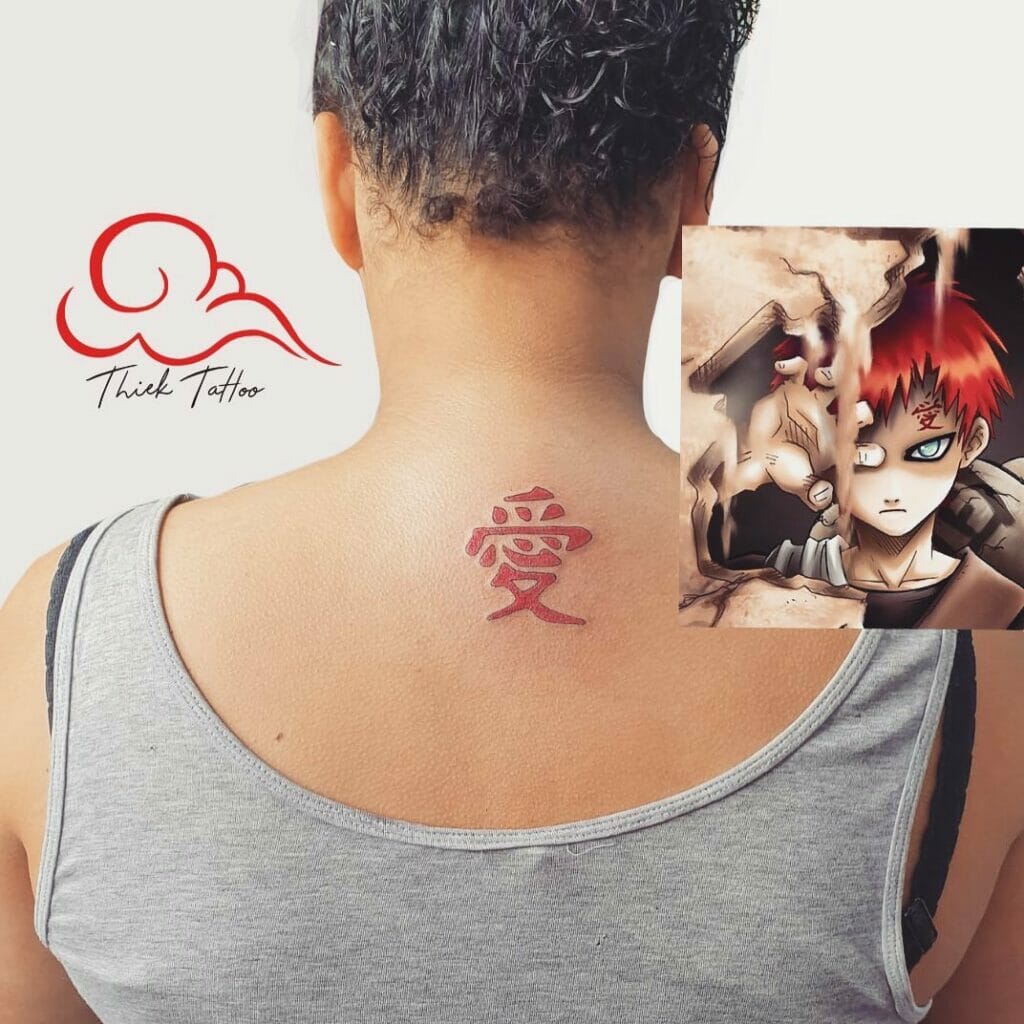 Japanese Love Kanji Tattoo On The Back Of The Body
