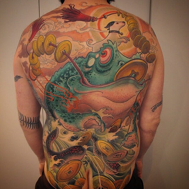 Japanese Spine Toad Tattoo