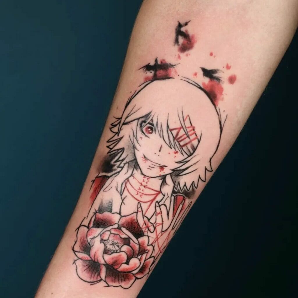 Juuzou Suzuya Flower Tokyo Ghoul Tattooed On Forearm