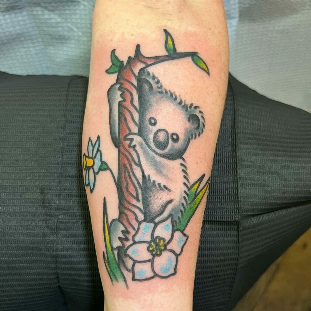 Koala Tattoos With Flowers