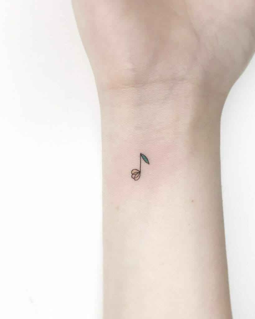 Leaf Wrist Music Note Tattoo