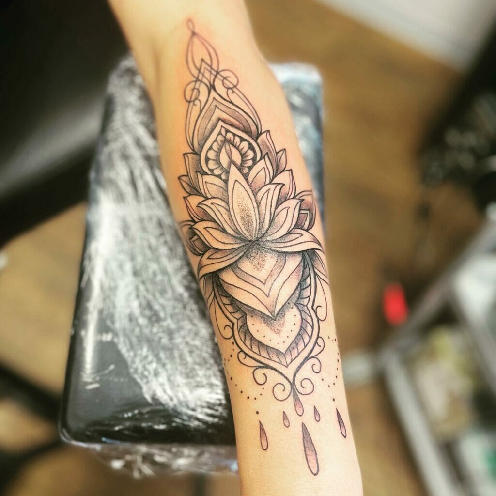 Left Forearm Lotus Flower Mandala Tattoo Stencil Ideas