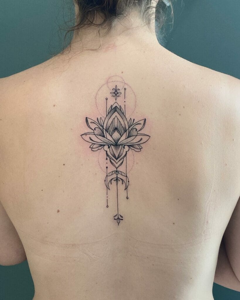 Lotus Lace Mandala Tattoo On Backs
