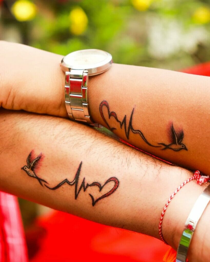 Love And Freedom Couple Wrist Music Note Tattoo