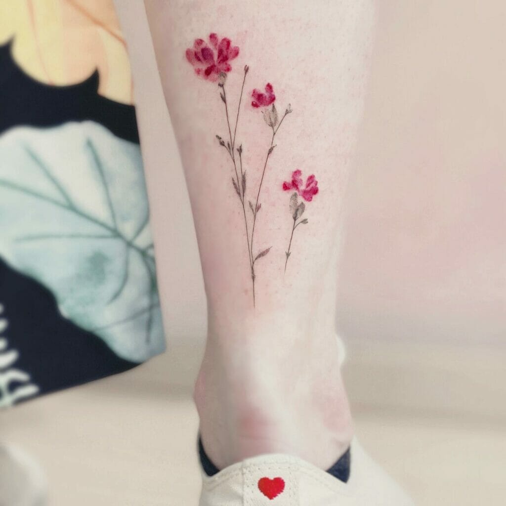Majestic Magenta Wildflower Tattoo Design