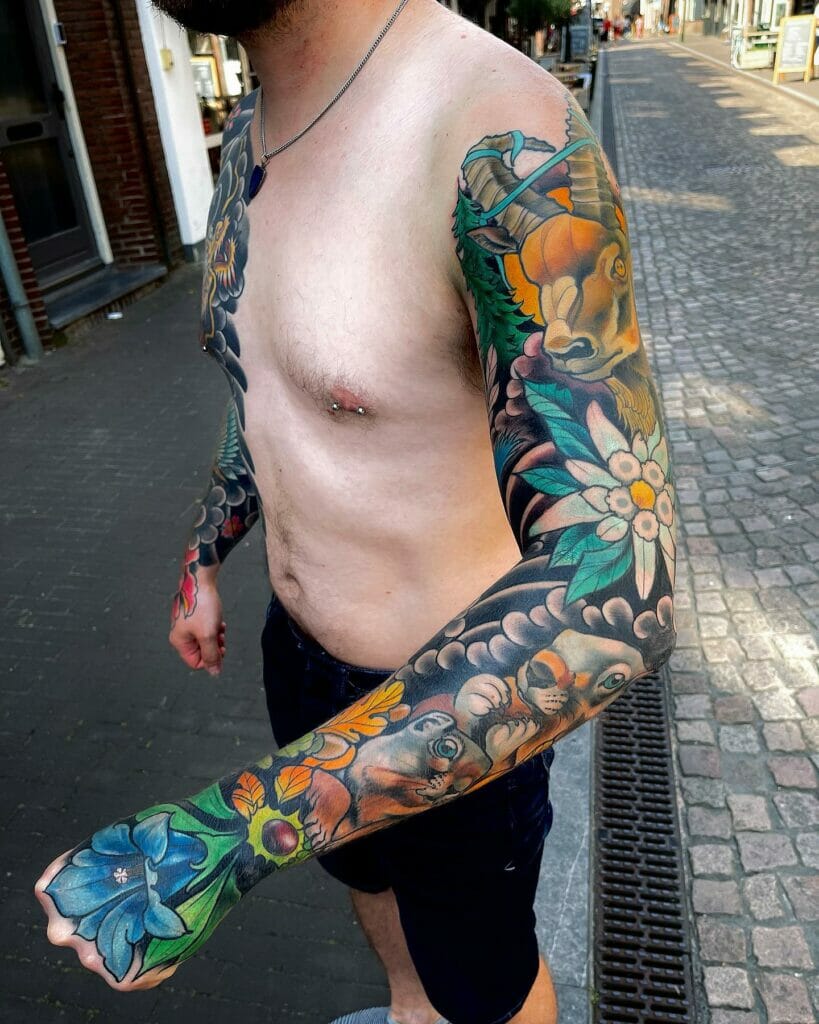 Men's Animal Sleeve Tattoo