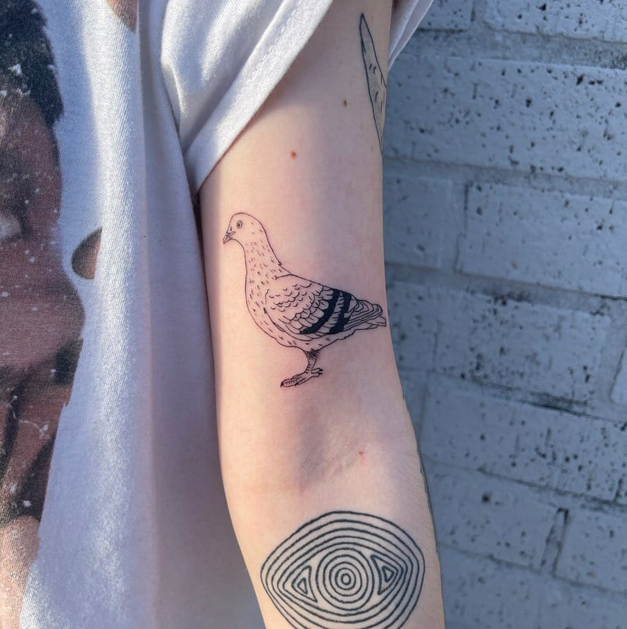 Minimal Pigeon Tattoo