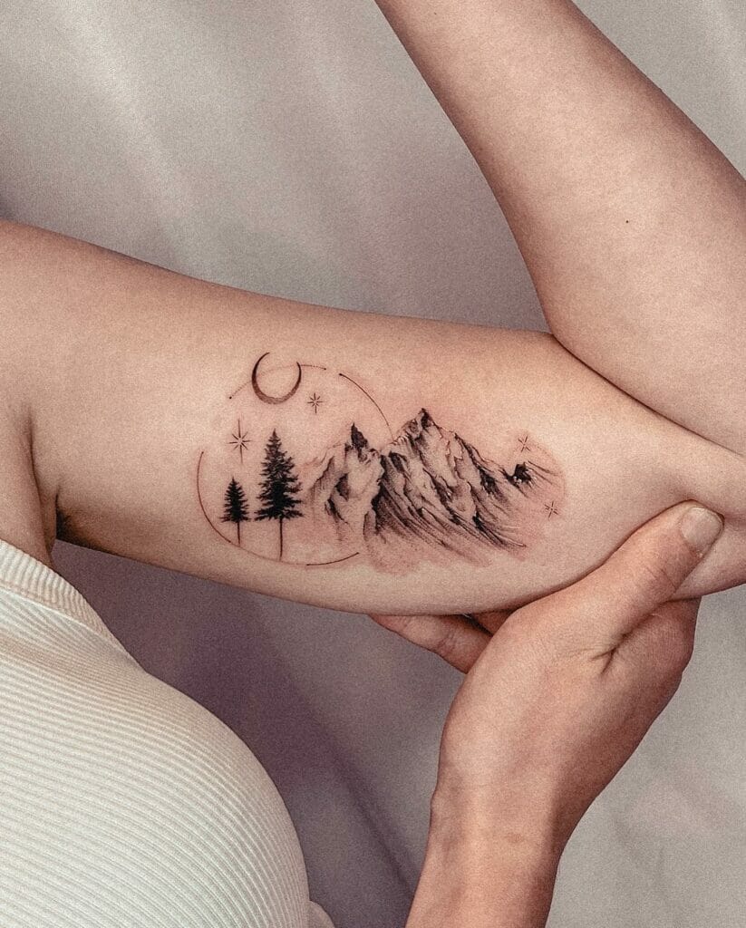 Mountain Pine Trees Sleeve Tattoos