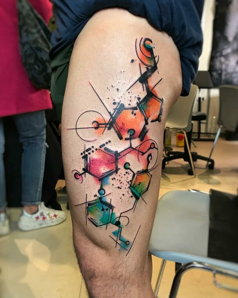 Multiple Chemical Structures Water Colour Tattoo