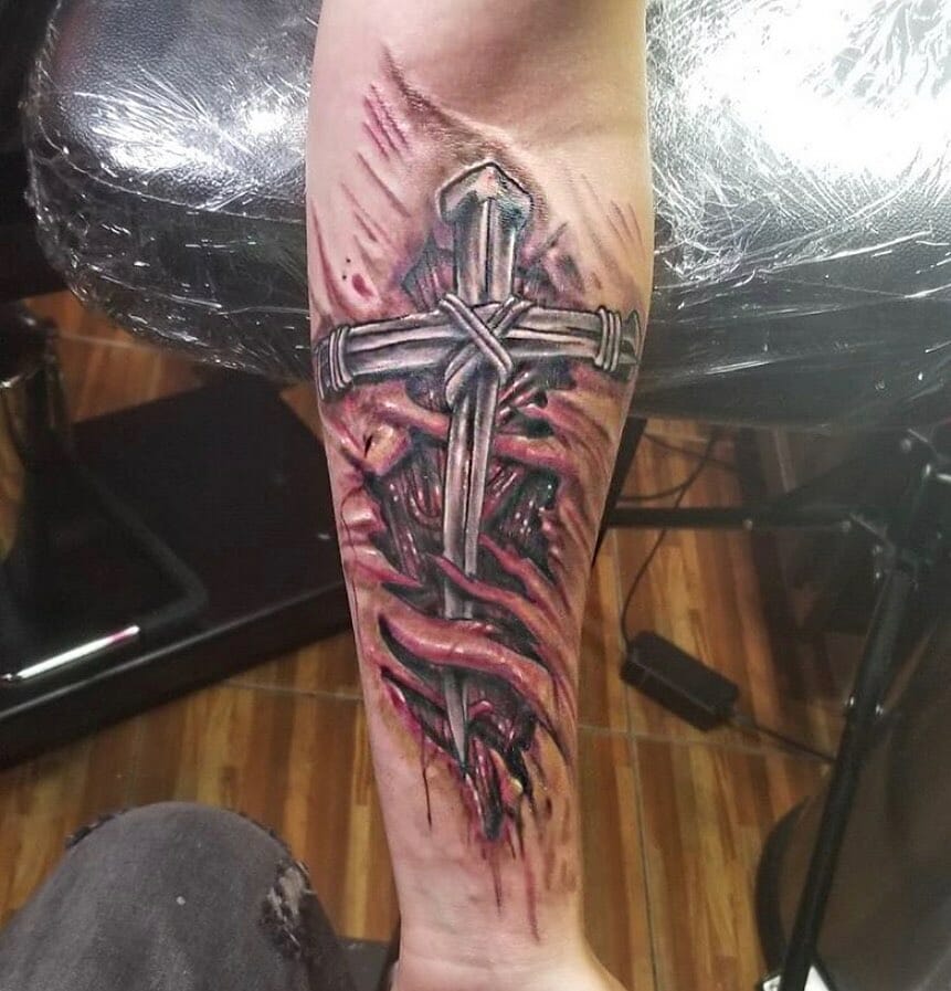 Nail Cross Tattoo