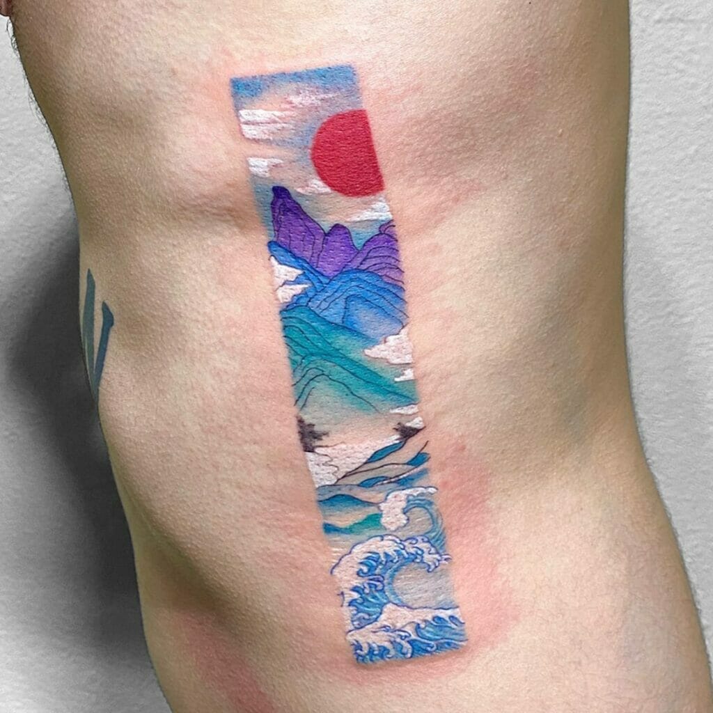 Picturesque Colorful Rectangle Tattoo Idea