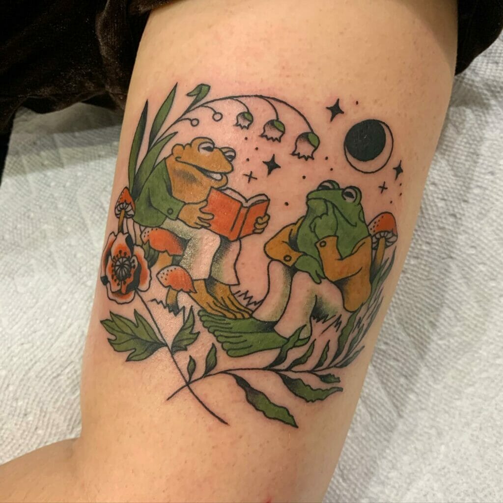 Reading Book Frog And Toad Tattoo