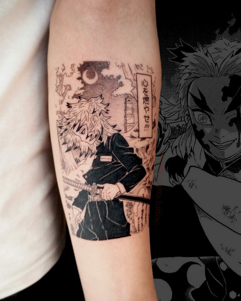 O T A K U T A T T O O on Instagram Flame Pillar Rengoku for Liam Cheers  dude Just like any train in the UK Mugen  Anime tattoos Naruto tattoo  Slayer tattoo