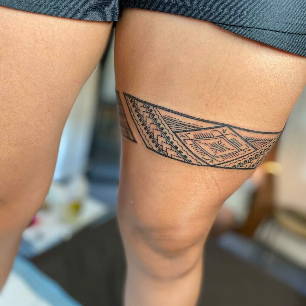 Samoan Designs Leg Cool Band Tattoo
