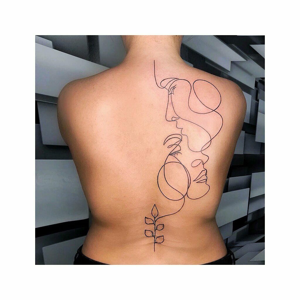 Sexy Line Back Tattoo For Women