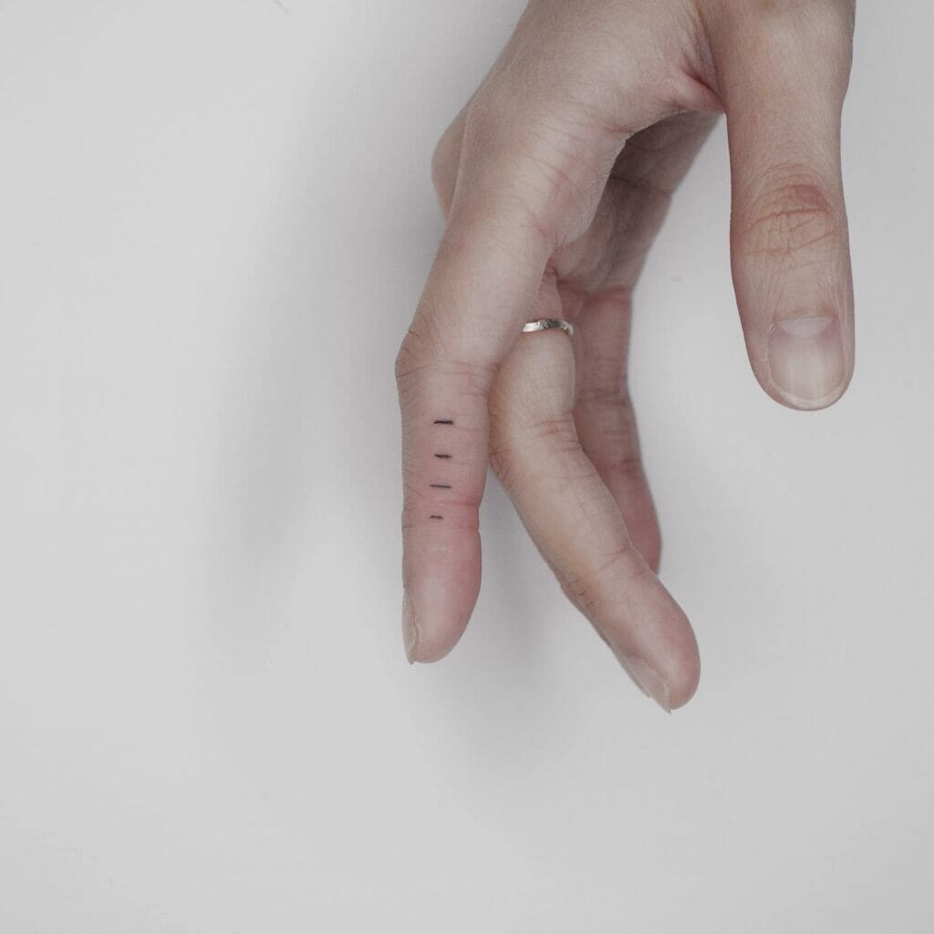 Simple Four Lines Minimalist Finger Tattoo  