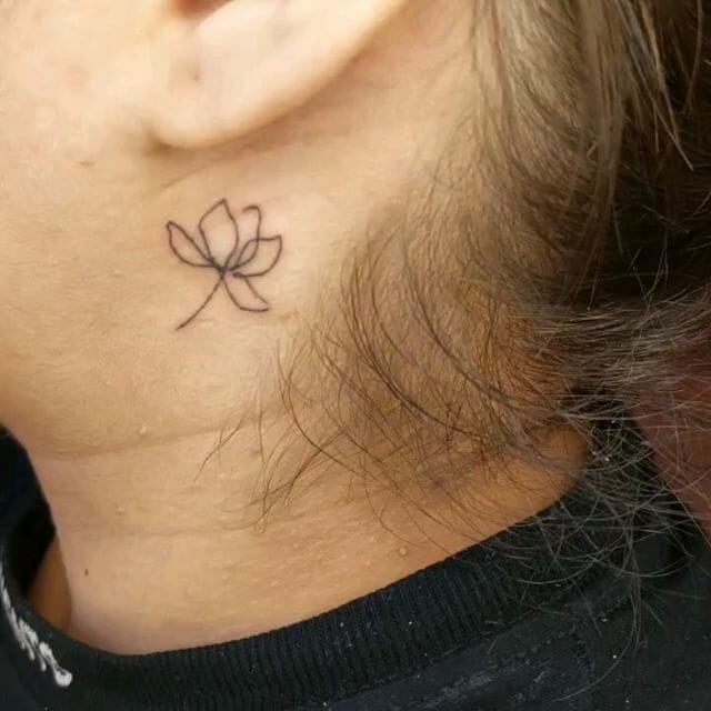 Simple Line Art Lotus Flower Tattoo Design
