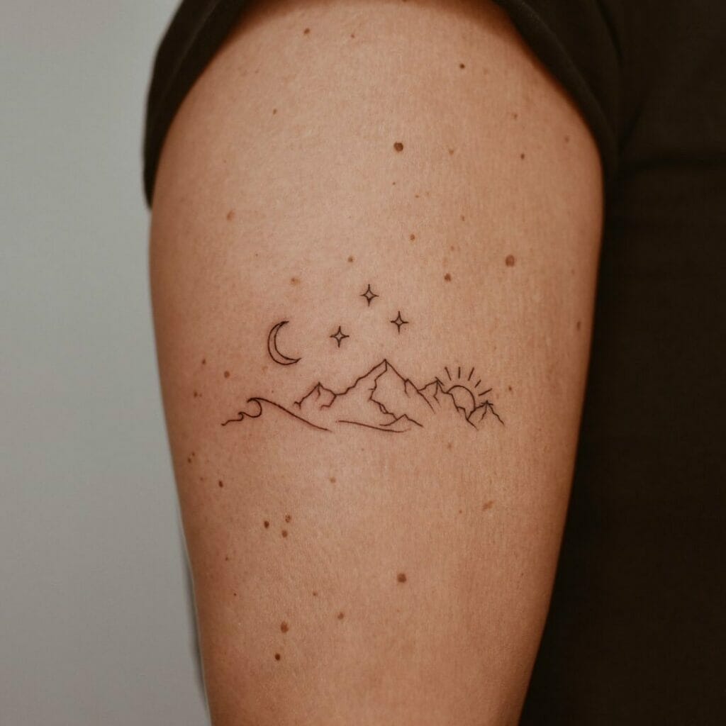 Small Mountain And Ocean Tattoo
