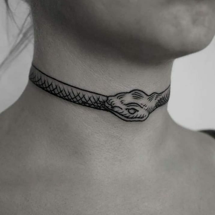 Snake Around Neck Tattoo