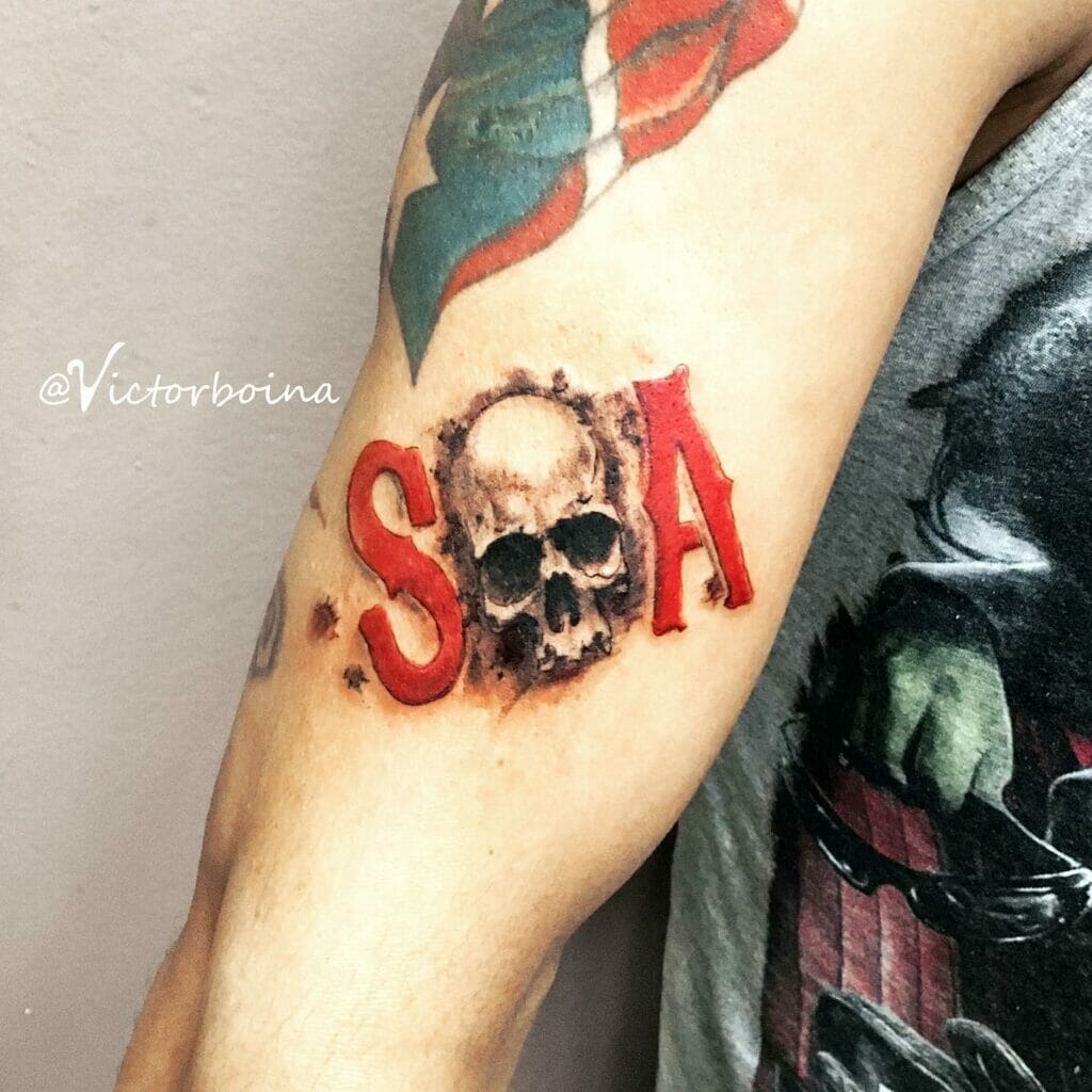 Sons Of Anarchy Initials With Skull Tattoo