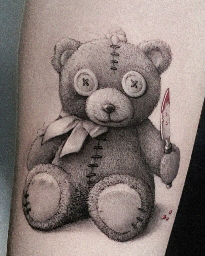 Spooky Teddy Bear Tattoo