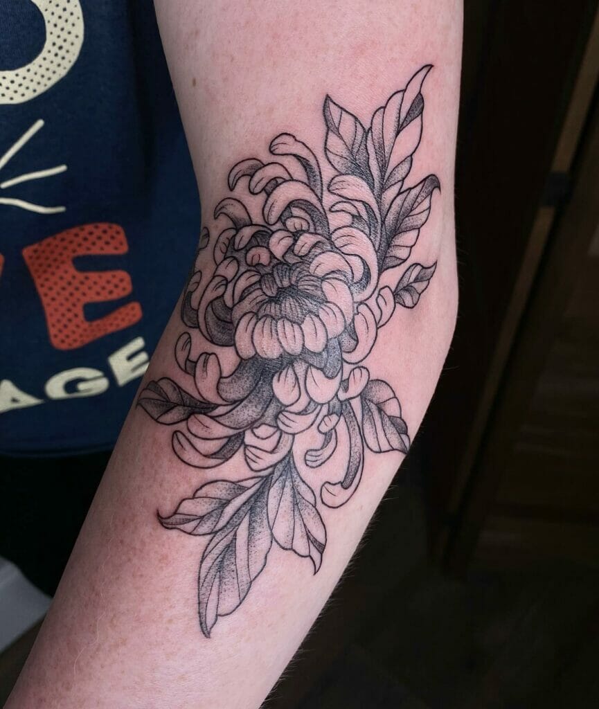 Subtle Chrysanthemum Arm Tattoo