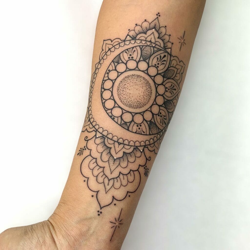 Sun And Moon Feminine Mandala Tattoo Designs