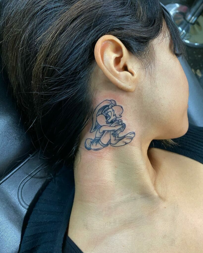 The Cute Lola Bunny Neck Tattoo For Your Lady Love