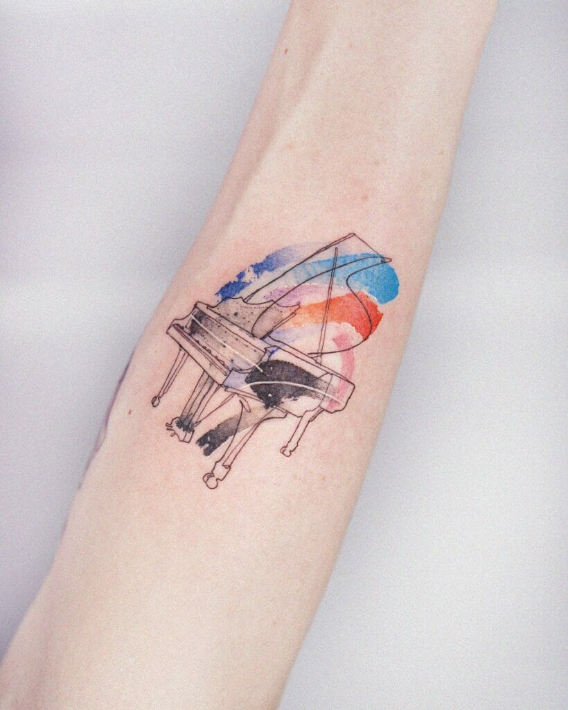 The Grand Piano Tattoo Ideas With Different Colors
