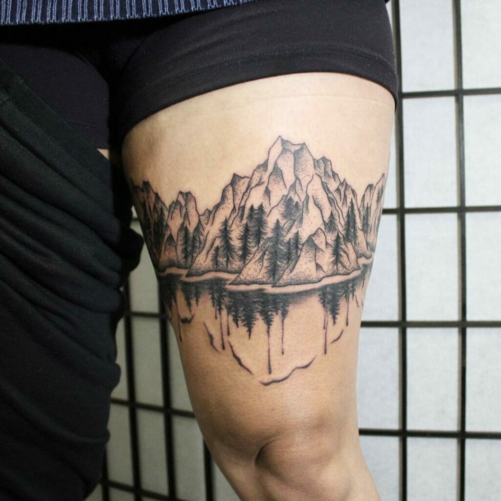The Great Mountain Ranges Leg Fabulous Band Tattoo