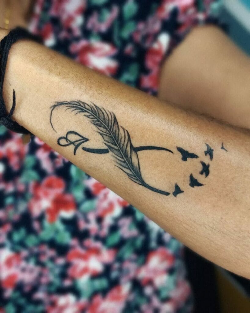 The Small Infinity Tattoo Design With Birds