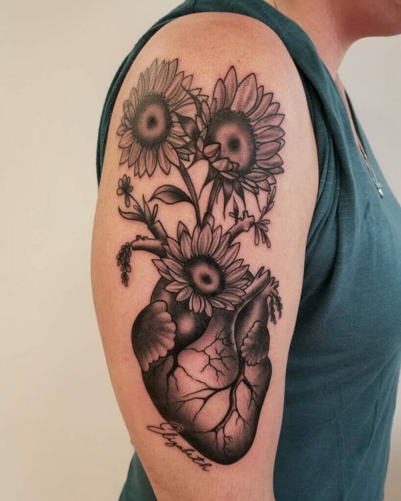 The Sunflower And The Heart Tattoos For The Believers