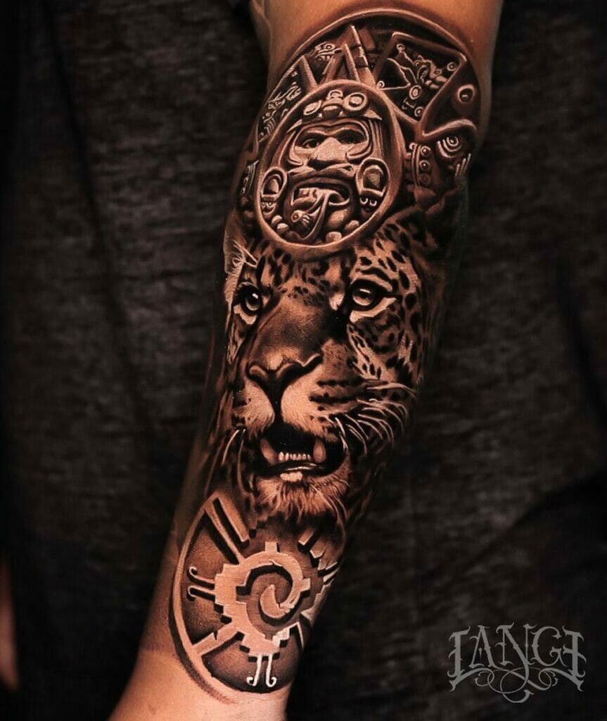 Traditional Aztec Jaguar Tattoo Design