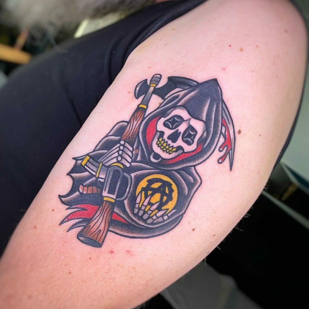 Traditional Sons Of Anarchy Reaper Tattoo