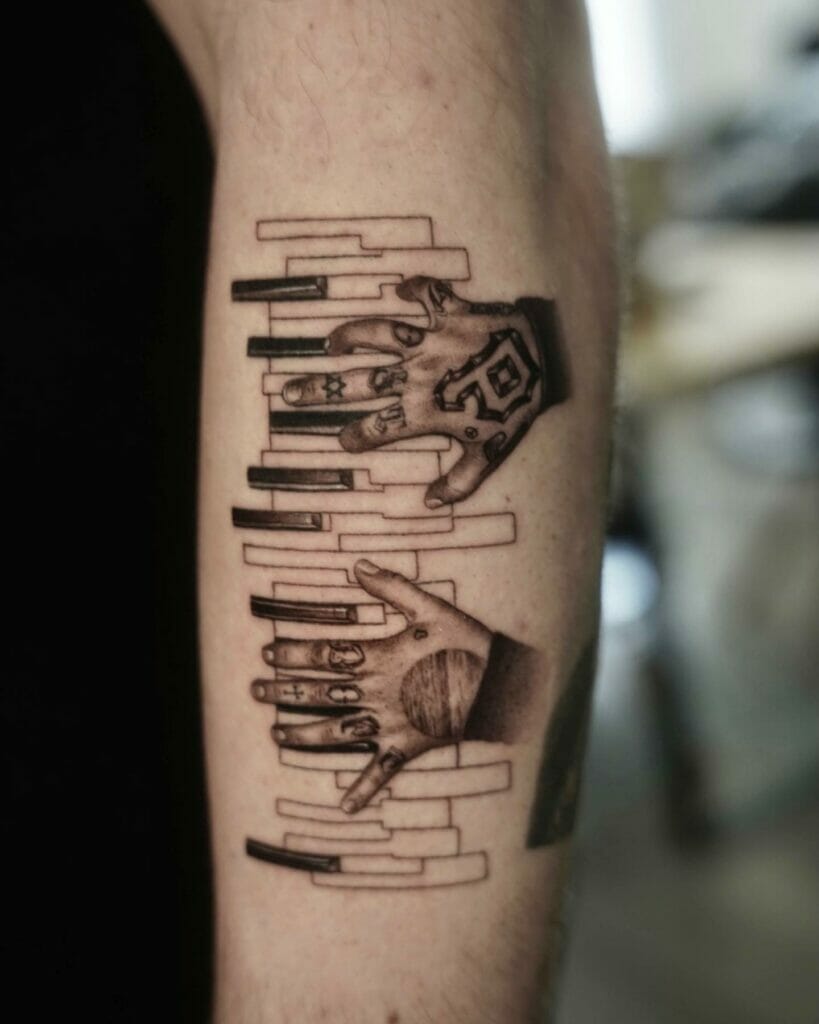 Two Hands Playing The Piano Tattoo