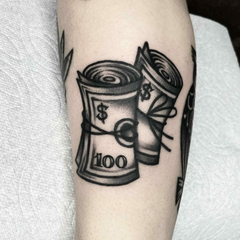 Two Plain Money Rolls Tattoo
