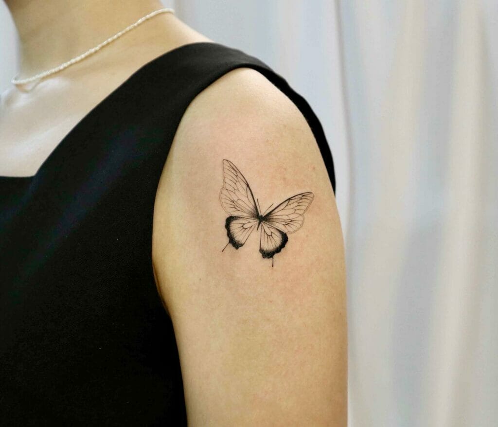 Unique Butterfly Outline Tattoo Idea