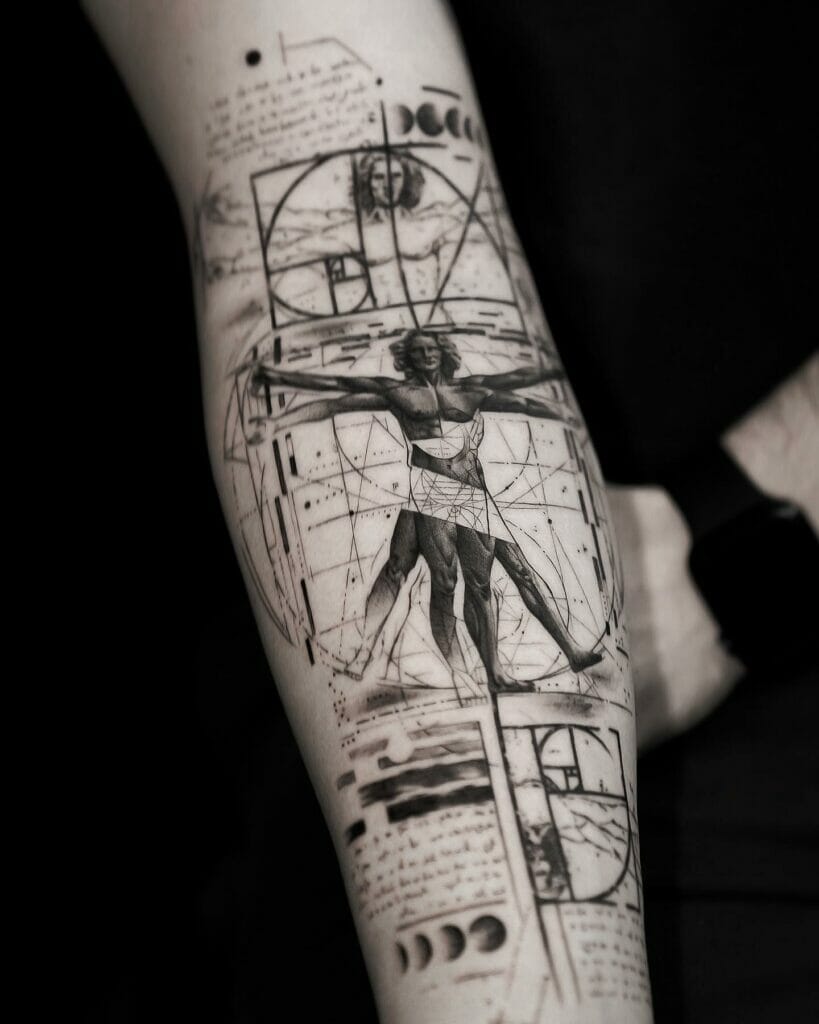 Vitruvian Man Tattoo Sleeve