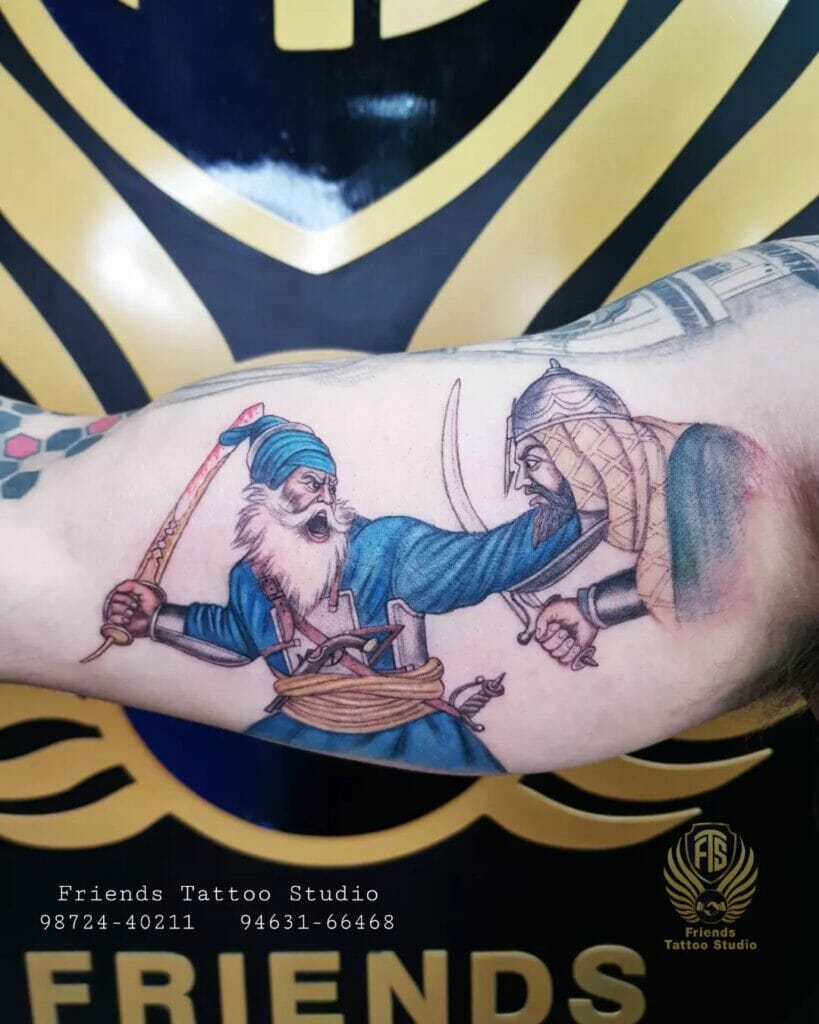Warrior Punjabi Tattoo On Sleeve