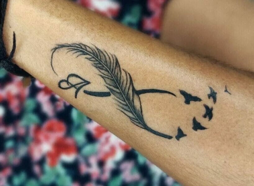 Waterproof Black Infinity Tattoo Feather Bird Women Body Hand Art Drawing  Temporary Tattoo Stickers Men Finger Tatto Small Paste - AliExpress