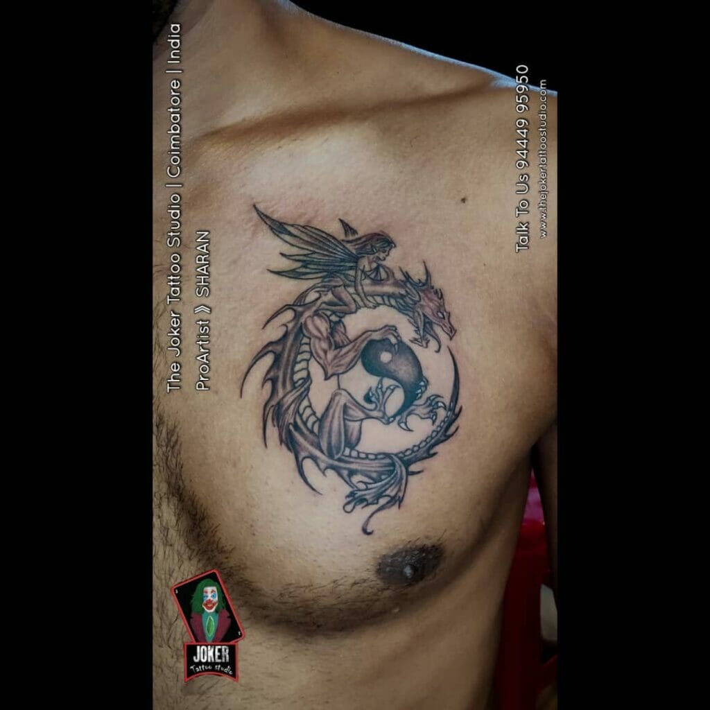 Yin and Yang Symbol Dragon Tattoo