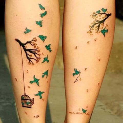 Amazing Colorful Birdcage Tattoos