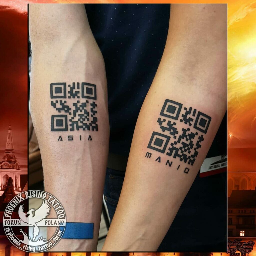 Couple QR Code Tattoo Design
